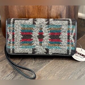 Nocona Black Diamond/Cross Pattern Charlene Wallet w/Wristlet,5% wool, Western